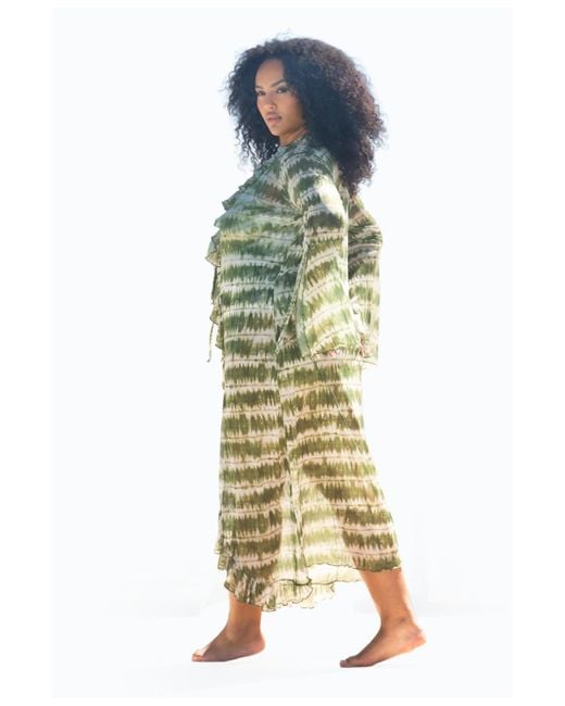 FASHION-SZN CURVE Blue Curve Tie Dye Ruffle Resort Kaftan