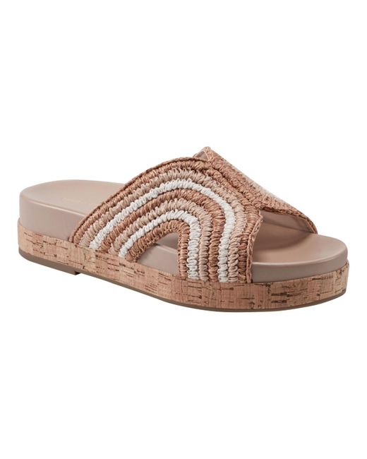 Marc Fisher Brown Erim Woven Slip-on Flatform Sandals
