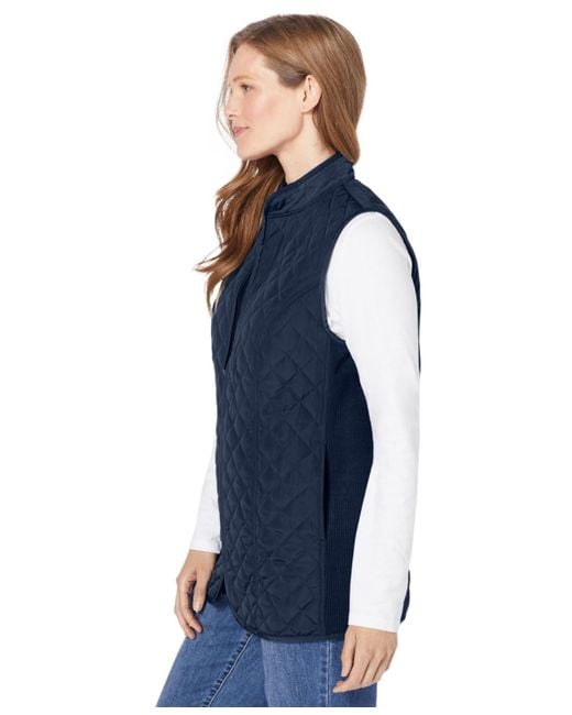 Woman Within Blue Plus Size Zip-front Quilted Vest