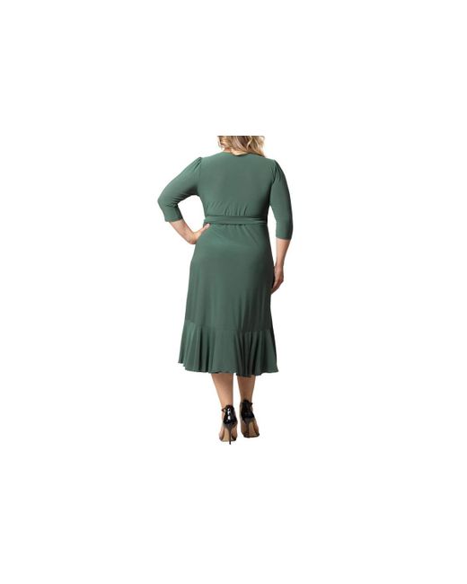 Kiyonna Black Plus Size Whimsy Ruffled Midi Wrap Dress
