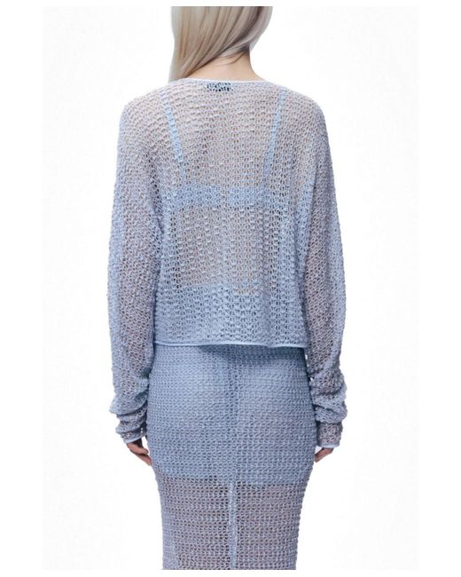 Nocturne Blue Wrap Mesh Blouse