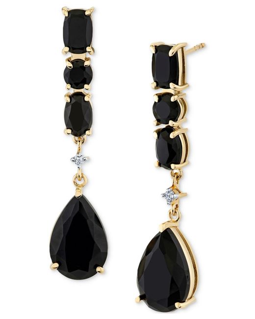 Macy's Black Onyx & Diamond Accent Linear Drop Earrings