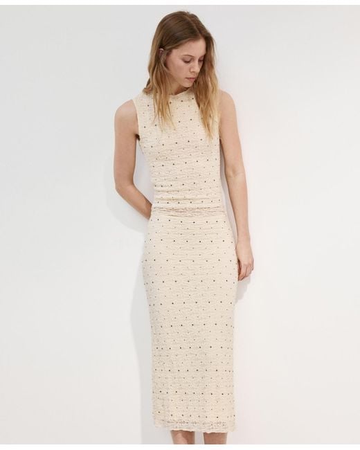 Mango Natural Studs Midi Skirt