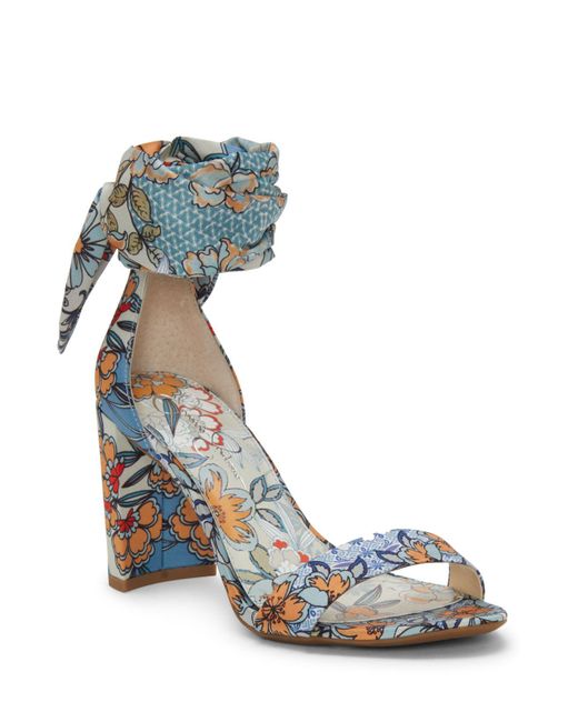 Jessica Simpson Blue Narella Floral Ankle-tie Block Heel Sandals