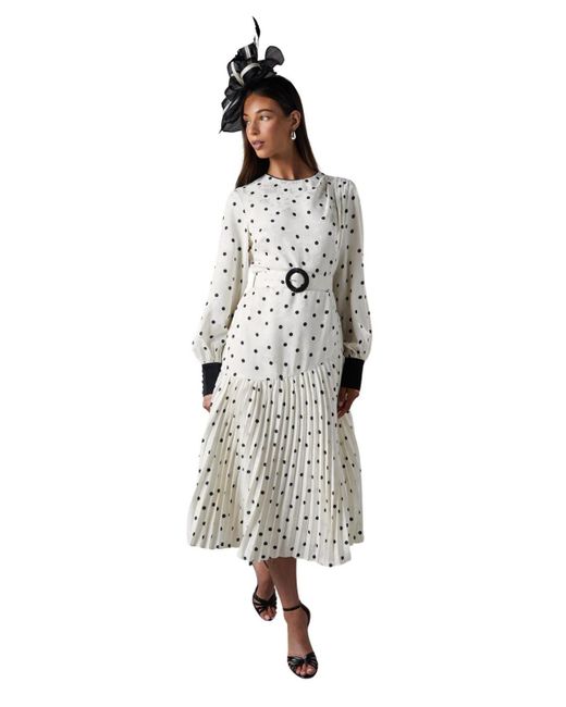 Coast White Long Sleeve Pleated Midi Dress
