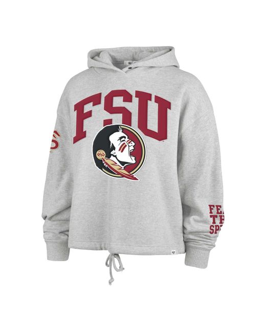 '47 Gray Florida State Seminoles High Hopes Long Sleeve Cropped Hoodie