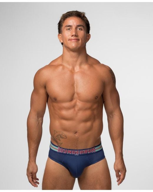 Rounderbum Blue Varsity Package Brief for men
