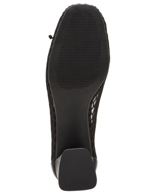Madden Girl Black Emily-m Mesh Block-heel Ballet Pumps