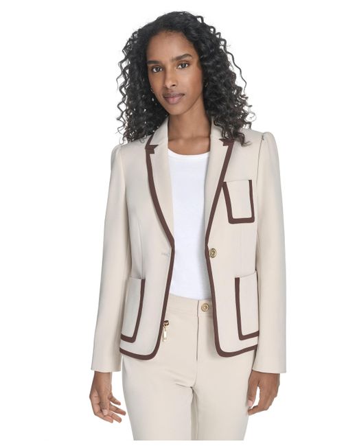 Tommy Hilfiger Natural Contrast-trim One-button Blazer
