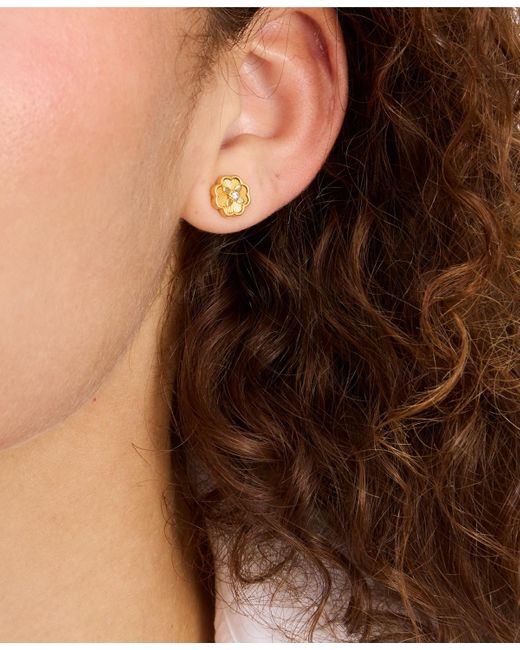 Kate Spade Metallic Gold-tone Heritage Bloom Mini Stud Earrings