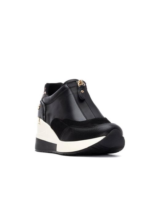 Xti Black Wedge Sneakers By