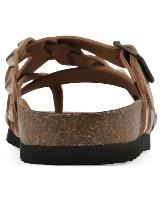 White Mountain Brown Harrington Round Toe Flat Sandals