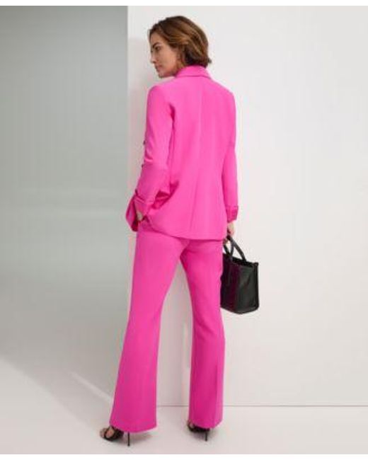 DKNY Pink Double Breasted Jacket Sleeveless Shirt Flare Leg Pants