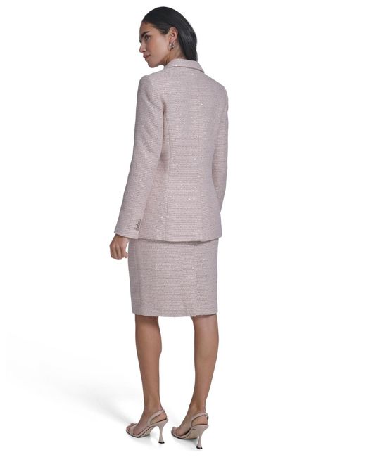 Calvin Klein Purple Petite One-button Tweed Jacket