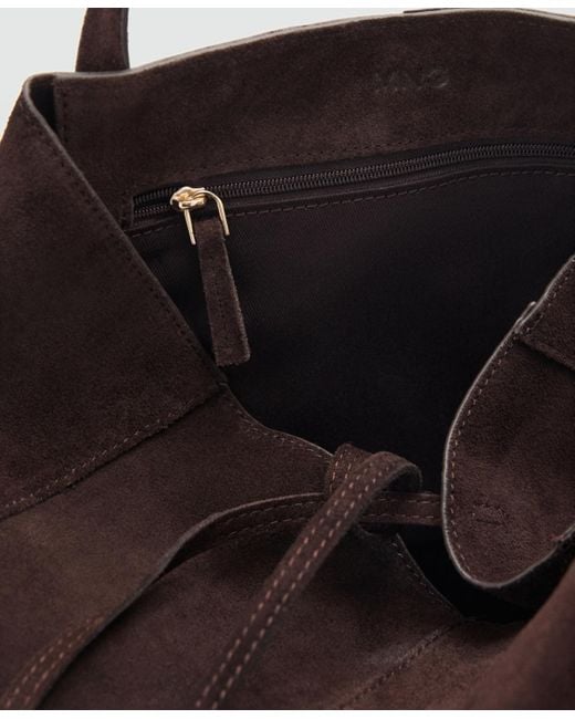 Mango Brown Suede Leather Shopper Bag
