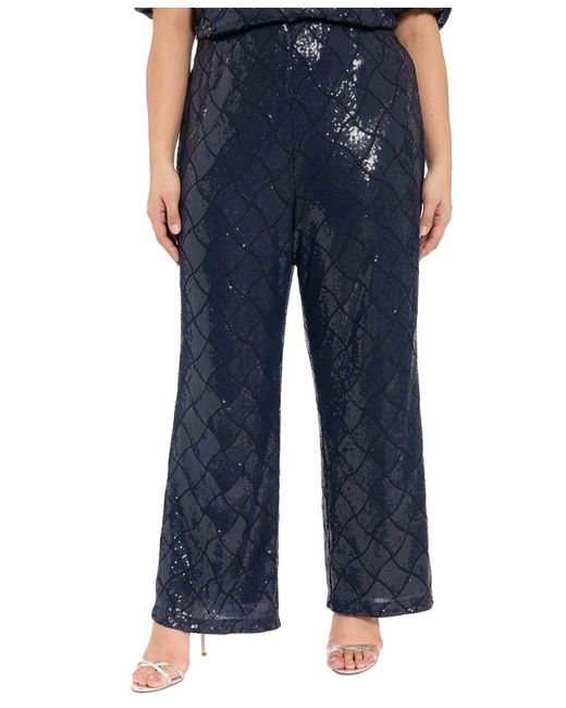 Muse Blue Plus Size Sequined Pull-on Pants
