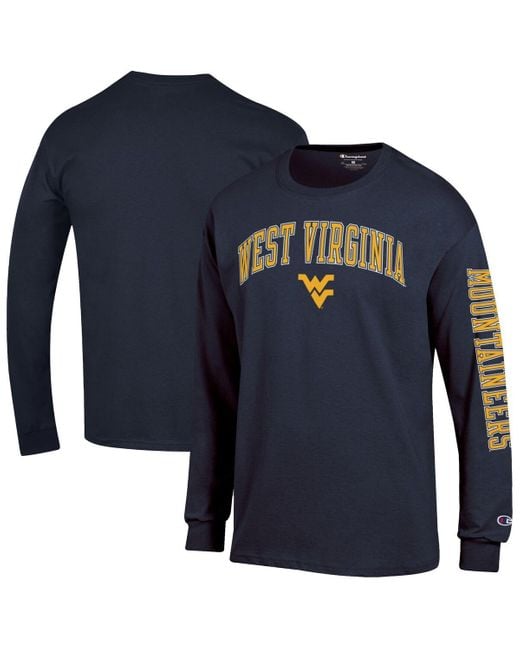 Champion Blue West Virginia Mountaineers Arch Over Logo 2-hit Long Sleeve T-shirt for men
