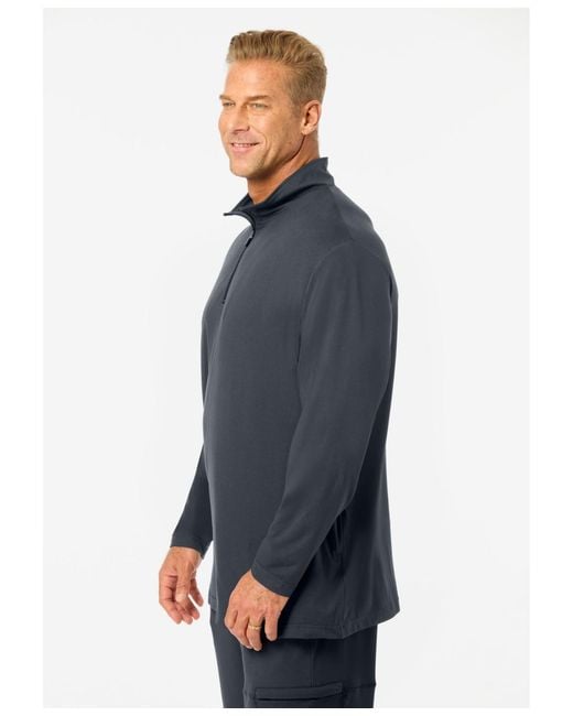 Kingsize Blue Supersoft Jersey 1/4 Zip Pullover for men