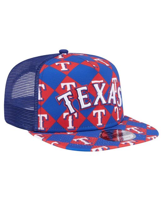 KTZ Blue Texas Rangers Seeing Diamonds A-frame Trucker 9fifty Snapback Hat for men