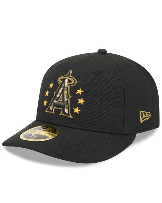 KTZ Black Los Angeles Angels 2024 Armed Forces Day Low Profile 59fifty Fitted Hat for men