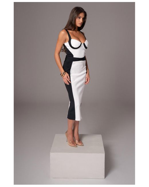 JLUXLABEL Gray Celebration Colorblock Midi Skirt