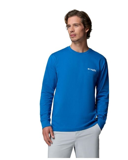 Columbia Blue Pfg Ahab Graphic Long-sleeve T-shirt for men