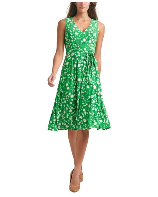 Tommy Hilfiger Green Windblown Daisy Midi Dress