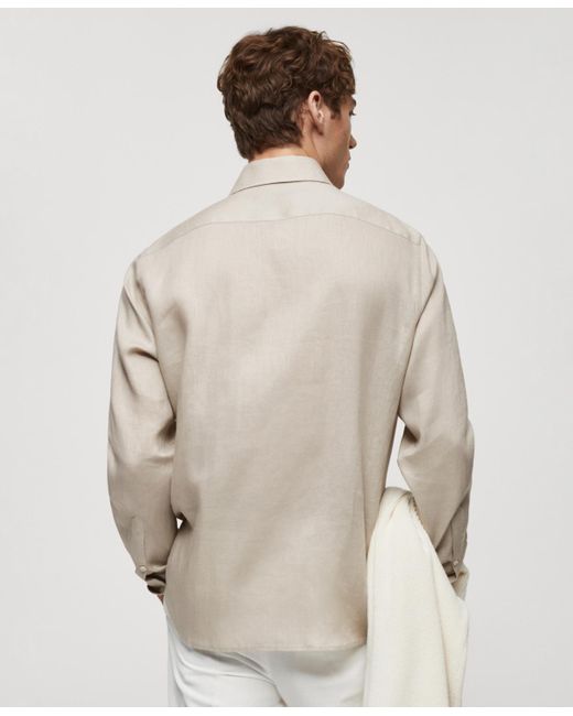 Mango Brown 100% Linen Regular-fit Shirt for men