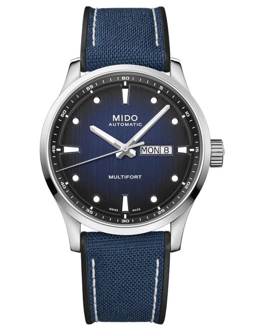 MIDO Gray Swiss Automatic Multifort Textile Strap Watch 42mm for men
