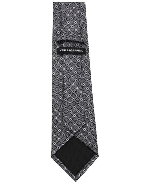 Karl Lagerfeld Gray Abstract Pattern Classic Tie for men