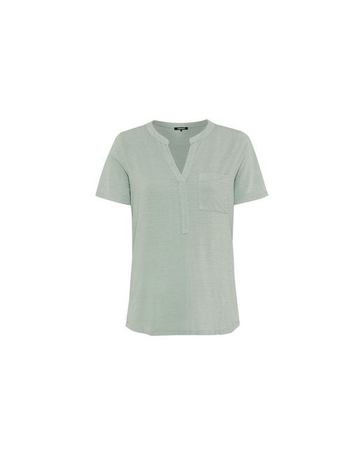 Olsen White Shimmer Split Neck T-shirt