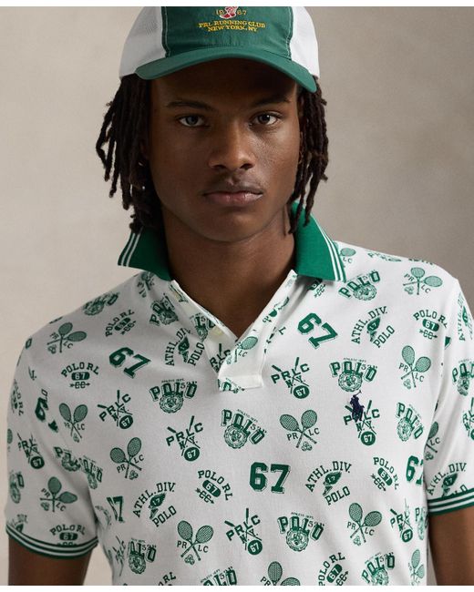 Polo Ralph Lauren White Classic-fit Print Mesh Polo Shirt for men