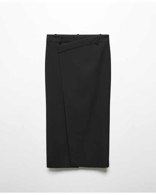 Mango Black Midi Wrap Skirt