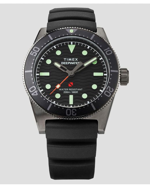 Timex Black Analog Rubber Strap Watch for men