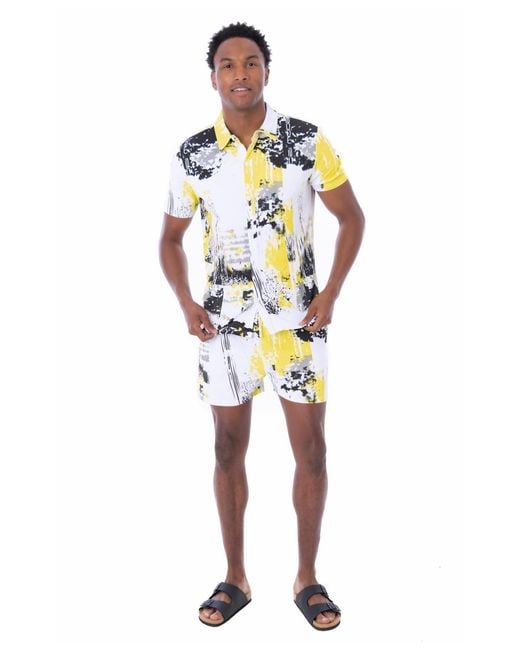 DAI MODA Blue Unity Print Pull On Shorts for men