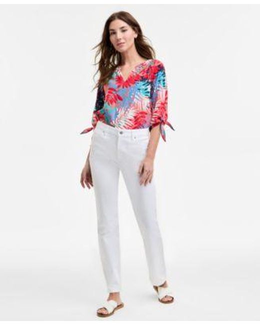 Jones New York White Lexington Mid Rise Straight Leg Denim Jeans 2 16p