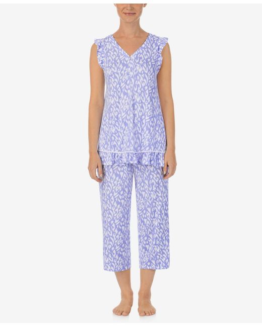 Ellen Tracy Blue Sleeveless Top And Cropped Pants 2-pc. Pajama Set