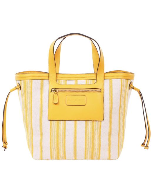 Tommy Bahama Yellow Canvas Stripe Large Tote