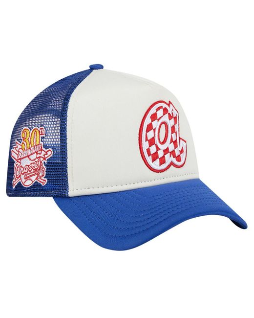 KTZ Blue White/royal Atlanta Braves Checkered Flag A-frame Trucker 9forty Adjustable Hat for men