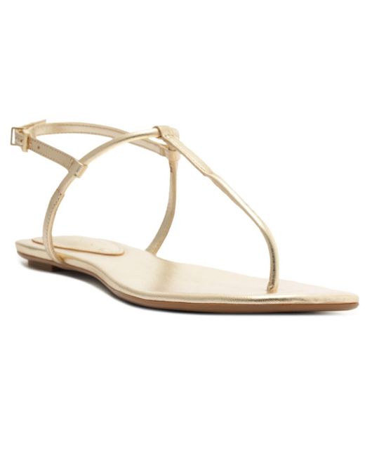 SCHUTZ SHOES White Elsha Round Toe Flat Sandals