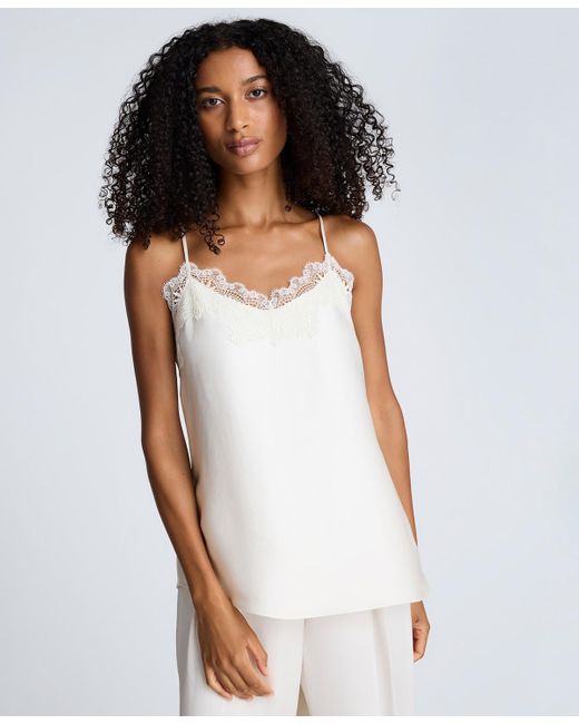 Kenneth Cole White Satin Lace Trim Cami