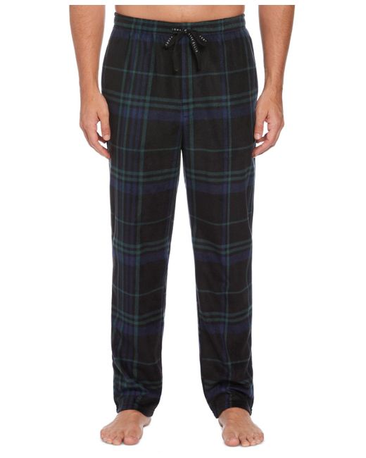 Perry Ellis Portfolio Textured Plaid Fleece Pajama Pants in Black for ...