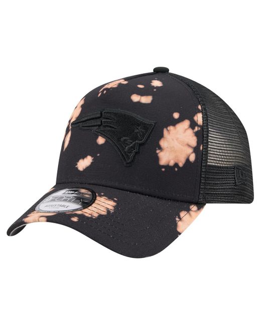 KTZ Black Â New England Patriots Bleached 9forty A-frame Adjustable Hat for men
