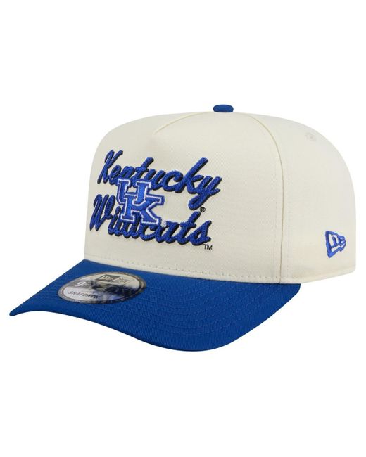 KTZ Blue Cream/royal Kentucky Wildcats Vintage Chainstitch 9fifty A-frame Snapback Hat for men