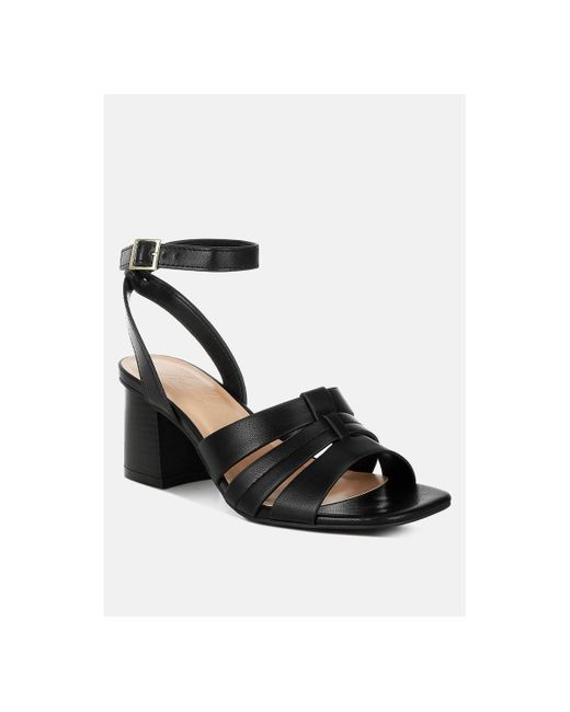 LONDON RAG Black Signora Pin Buckle Ankle Strap Sandals