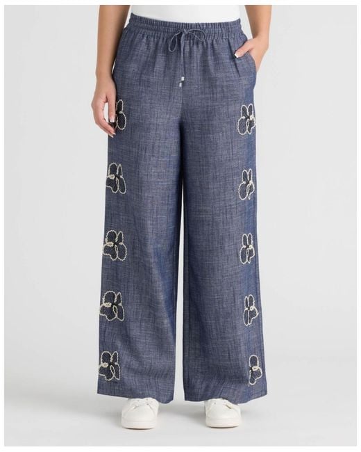 NVLT Blue Pull On Embroidered Trouser