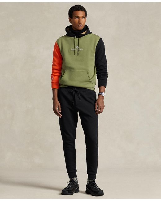 Polo Ralph Lauren Green Color-blocked Logo Double-knit Hoodie for men