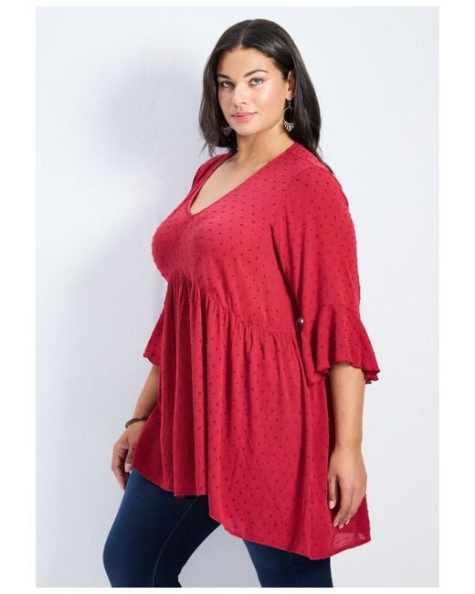 Avenue Red Veronica Dobby Tunic