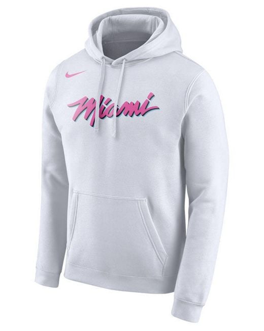 Nike White Miami Heat Earned Edition Logo Essential Hoodie for men