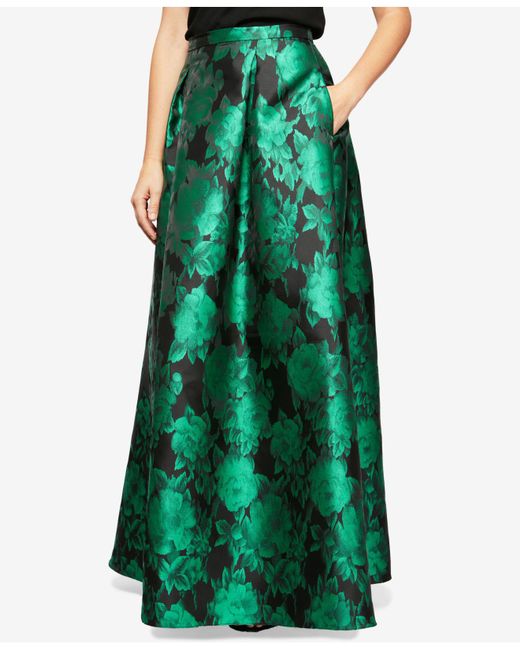Alex Evenings Green Floral-print Ballgown Skirt